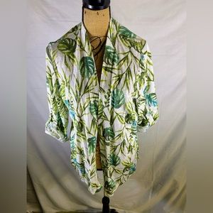 Chico’s Open Front Cardigan Women’s‎ 12  Topical Print.